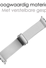 NoXx Horloge Band Geschikt voor Apple Watch 1-8 / SE (42/44/45 mm) Bandje Nylon Met Verstelbare Gesp - Wit