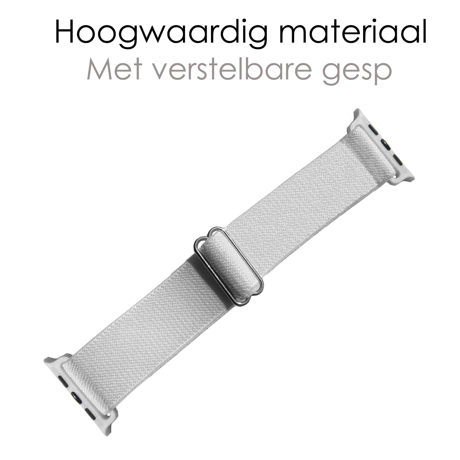 NoXx Horloge Band Geschikt Voor Apple Watch 1-8 / SE - 42/44/45 mm Nylon Met Verstelbare Gesp - Wit