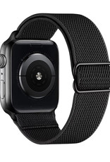 NoXx Horloge Band Geschikt Voor Apple Watch 1-8 / SE - 42/44/45 mm Nylon Met Verstelbare Gesp - Zwart