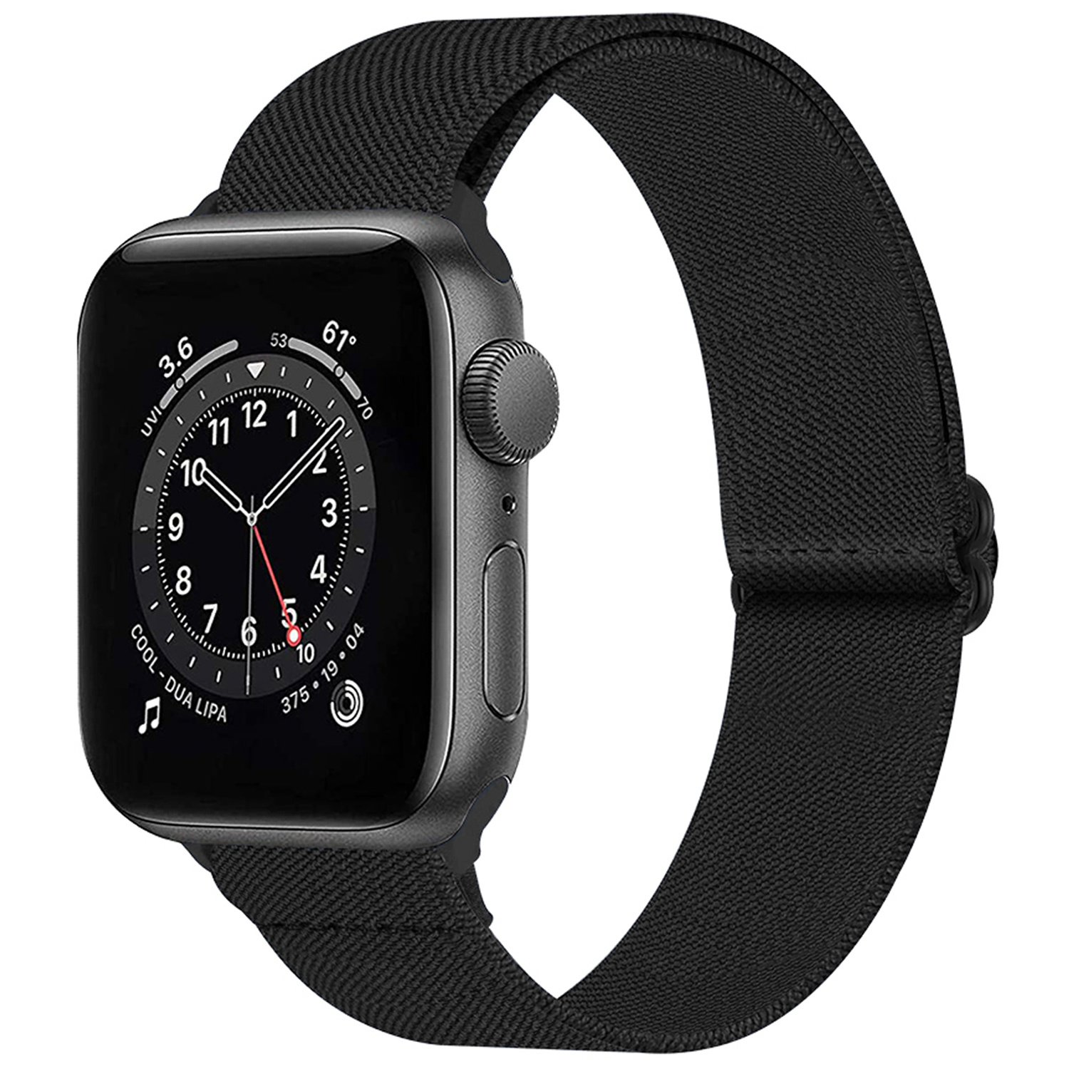 NoXx Horloge Band Geschikt voor Apple Watch 1-8 / SE (42/44/45 mm) Bandje Nylon Met Verstelbare Gesp - Zwart