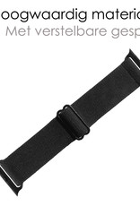 NoXx Horloge Band Geschikt voor Apple Watch 1-8 / SE (42/44/45 mm) Bandje Nylon Met Verstelbare Gesp - Zwart