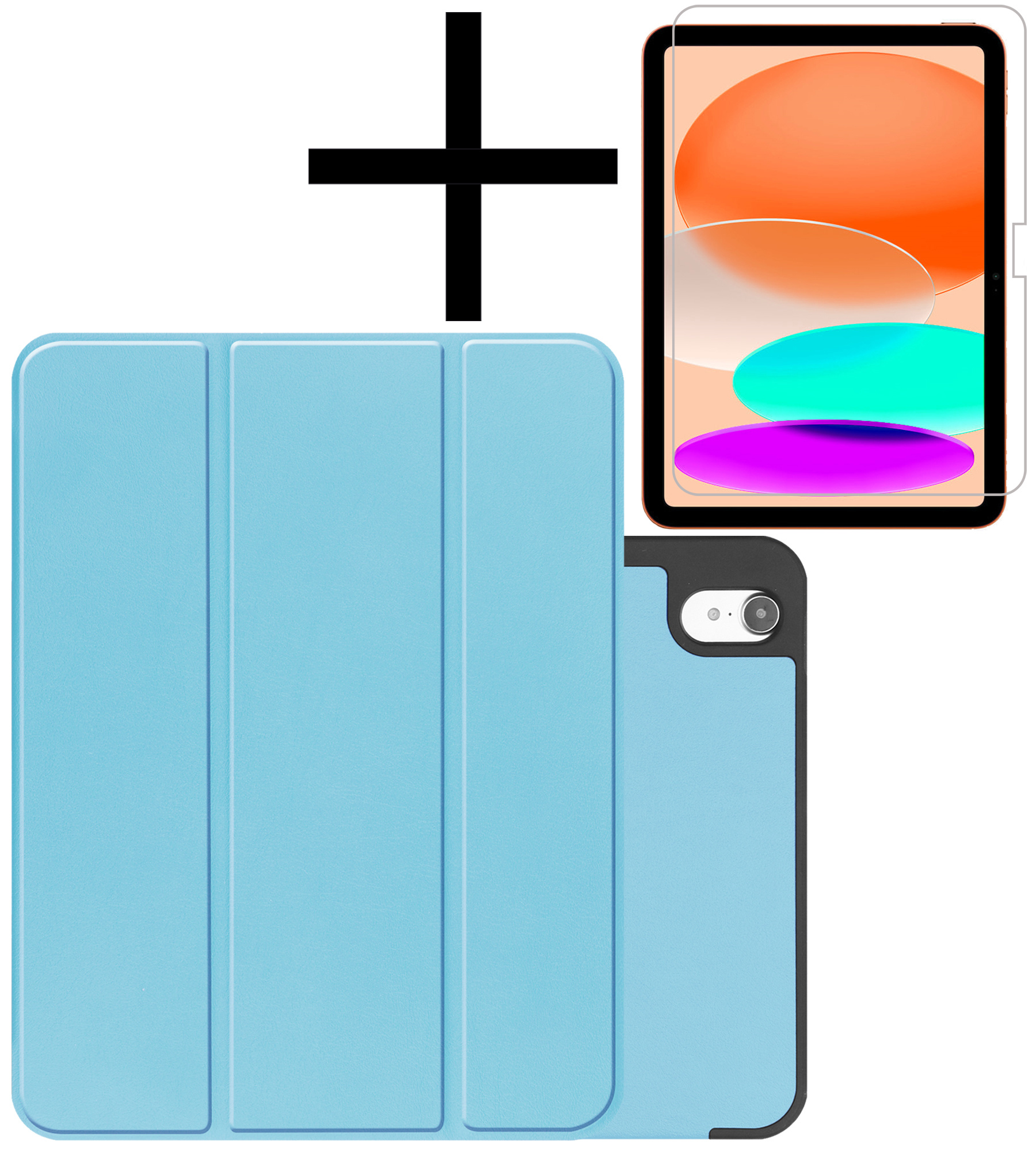 NoXx Hoesje Geschikt voor iPad 2022 Hoesje Case Hard Cover Hoes Book Case Met Uitsparing Geschikt voor Apple Pencil Met Screenprotector - Lichtblauw
