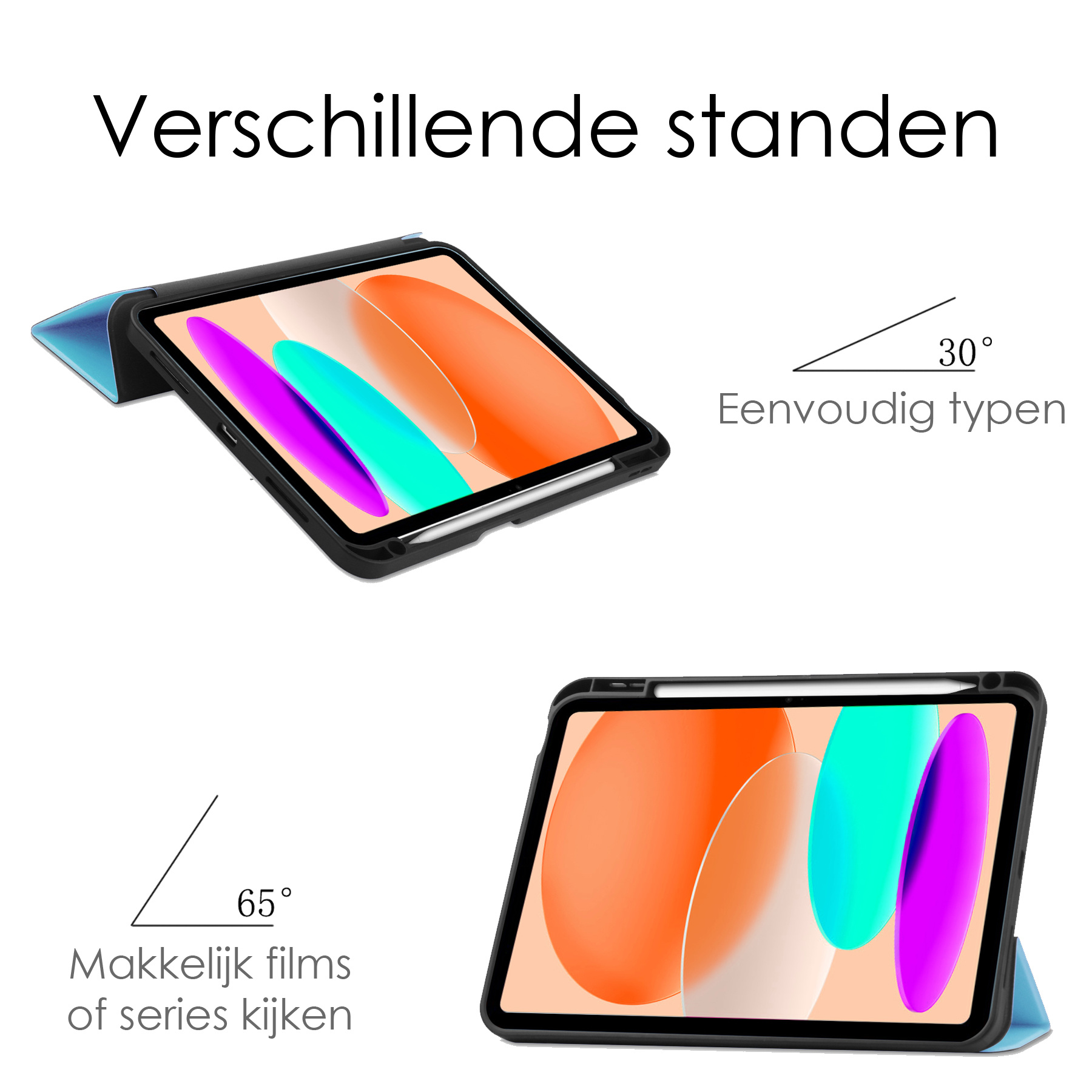 NoXx Hoesje Geschikt voor iPad 2022 Hoesje Case Hard Cover Hoes Book Case Met Uitsparing Geschikt voor Apple Pencil Met Screenprotector - Lichtblauw