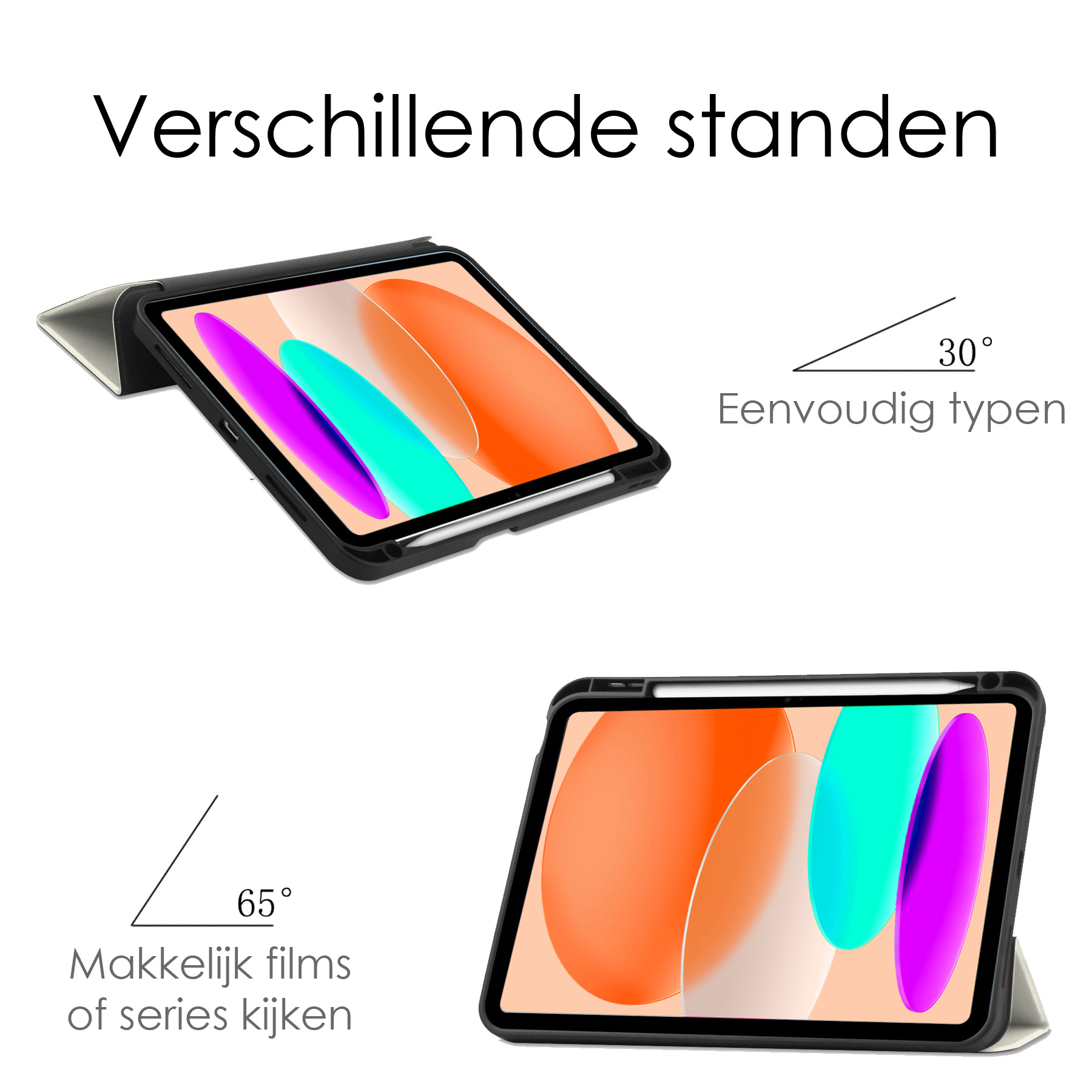 NoXx Hoesje Geschikt voor iPad 2022 Hoesje Case Hard Cover Hoes Book Case Met Uitsparing Geschikt voor Apple Pencil Met Screenprotector - Kat