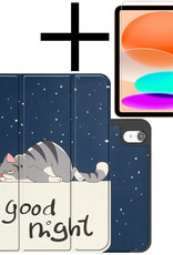 NoXx Hoesje Geschikt voor iPad 2022 Hoesje Case Hard Cover Hoes Book Case Met Uitsparing Geschikt voor Apple Pencil Met Screenprotector - Kat