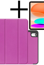 NoXx Hoesje Geschikt voor iPad 2022 Hoesje Case Hard Cover Hoes Book Case Met Uitsparing Geschikt voor Apple Pencil Met Screenprotector - Paars