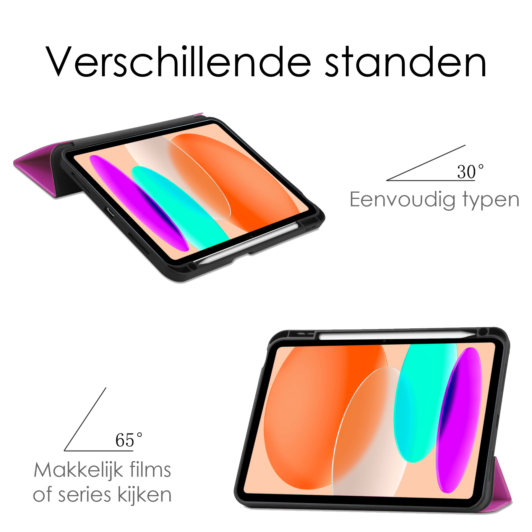 NoXx Hoesje Geschikt voor iPad 2022 Hoesje Case Hard Cover Hoes Book Case Met Uitsparing Geschikt voor Apple Pencil Met Screenprotector - Paars