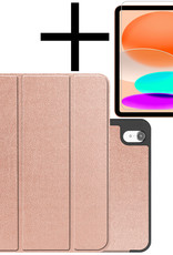 NoXx Hoesje Geschikt voor iPad 2022 Hoesje Case Hard Cover Hoes Book Case Met Uitsparing Geschikt voor Apple Pencil Met Screenprotector - Rosé goud