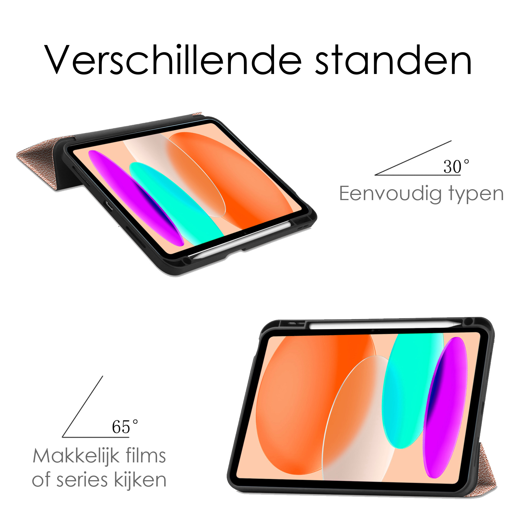 NoXx Hoesje Geschikt voor iPad 2022 Hoesje Case Hard Cover Hoes Book Case Met Uitsparing Geschikt voor Apple Pencil Met Screenprotector - Rosé goud