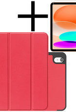 NoXx Hoesje Geschikt voor iPad 2022 Hoesje Case Hard Cover Hoes Book Case Met Uitsparing Geschikt voor Apple Pencil Met Screenprotector - Rood