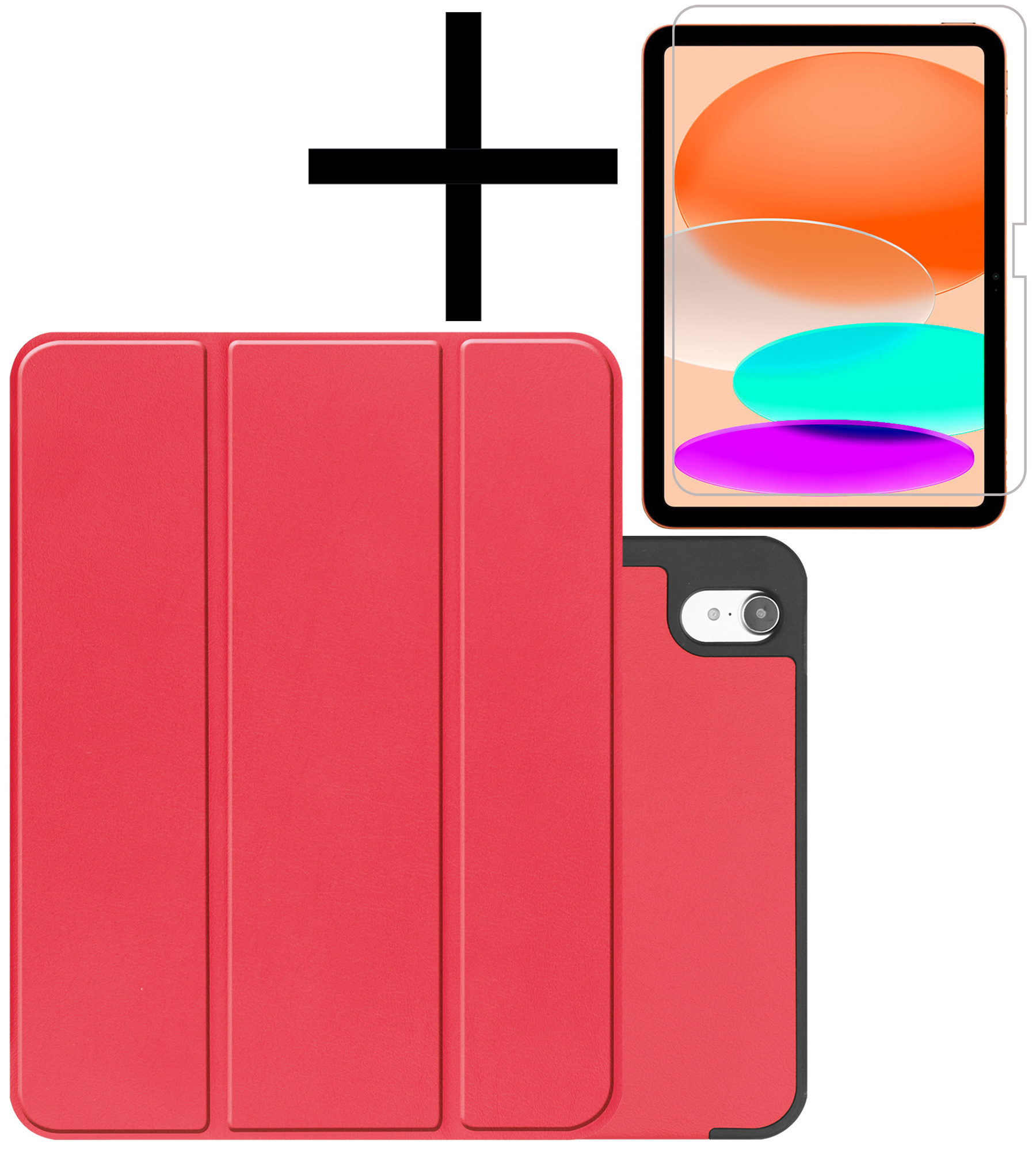 NoXx Hoesje Geschikt voor iPad 2022 Hoesje Case Hard Cover Hoes Book Case Met Uitsparing Geschikt voor Apple Pencil Met Screenprotector - Rood