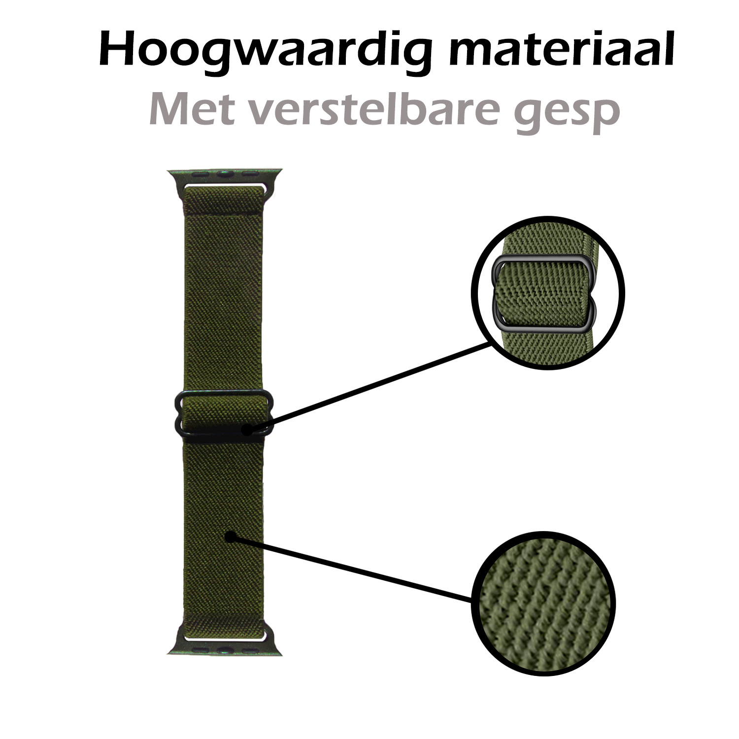 Nomfy Bandje Geschikt Voor Apple Watch Bandje 42/44/45 mm Nylon Horloge Band Verstelbare Gesp - Geschikt Voor Apple Watch 1-8 / SE - 42/44/45 mm Nylon - Donkergroen