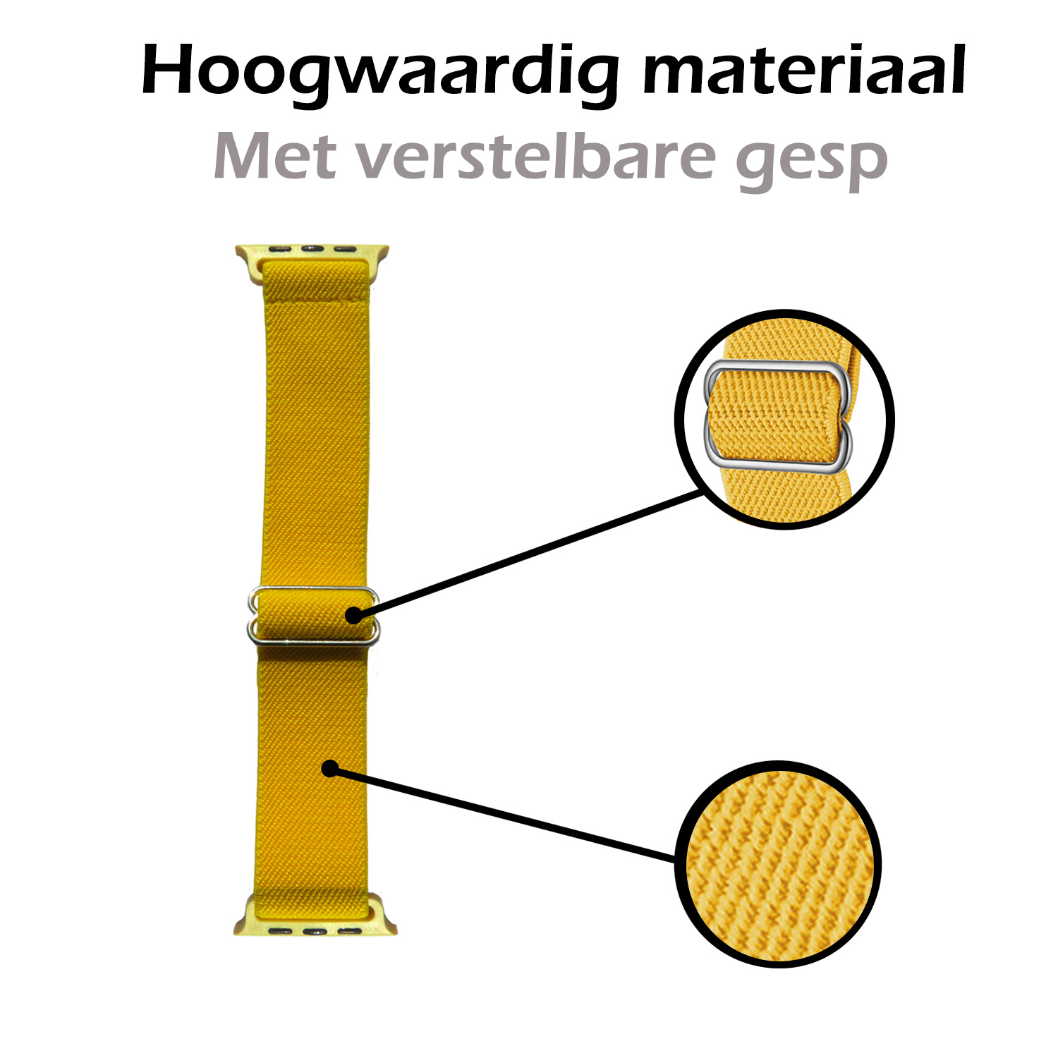 Nomfy Bandje Geschikt Voor Apple Watch Bandje 42/44/45 mm Nylon Horloge Band Verstelbare Gesp - Geschikt Voor Apple Watch 1-8 / SE - 42/44/45 mm Nylon - Geel
