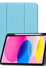 Nomfy Hoes Geschikt voor iPad 2022 Hoes Tri-fold Tablet Hoesje Case Met Uitsparing Geschikt voor Apple Pencil Met Screenprotector - Hoesje Geschikt voor iPad 10 Hoesje Hardcover Bookcase - Lichtblauw