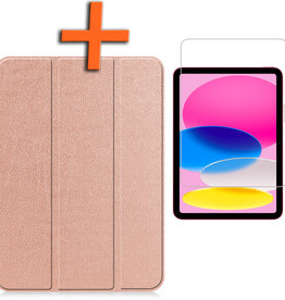 Nomfy Nomfy iPad 10 2022 Hoesje Met Uitsparing Apple Pencil Met Screenprotector - Rose Goud