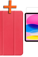 iPad 2022 Hoesje Book Case Hard Cover Hoes Met Uitsparing Apple Pencil Met Screenprotector - iPad 10 Hoes Hardcover - Kat