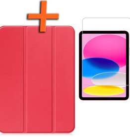 Nomfy iPad 10 2022 Hoesje Met Uitsparing Apple Pencil Met Screenprotector - Rood