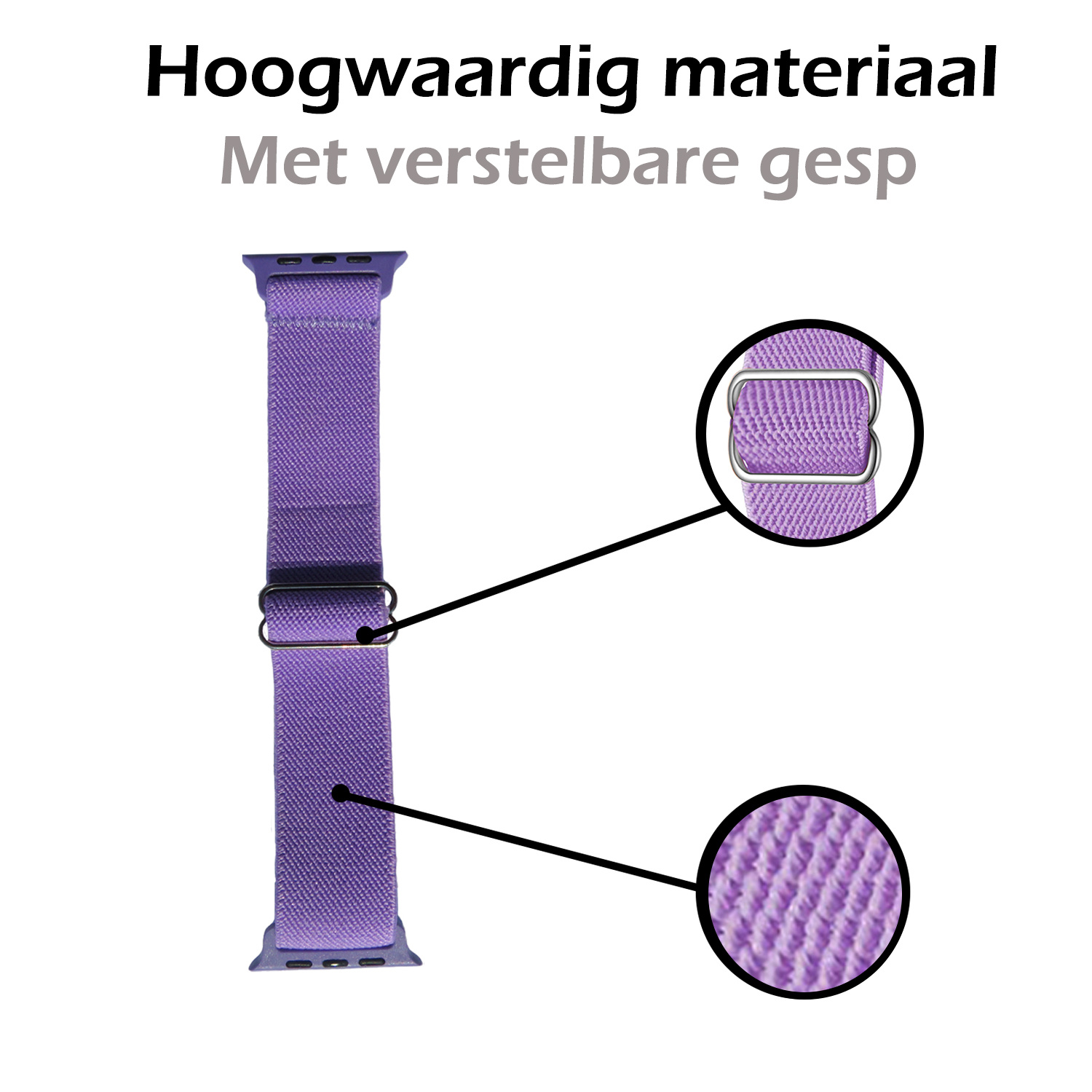 Nomfy Bandje Geschikt Voor Apple Watch Bandje 42/44/45 mm Nylon Horloge Band Verstelbare Gesp - Geschikt Voor Apple Watch 1-8 / SE - 42/44/45 mm Nylon - Lila