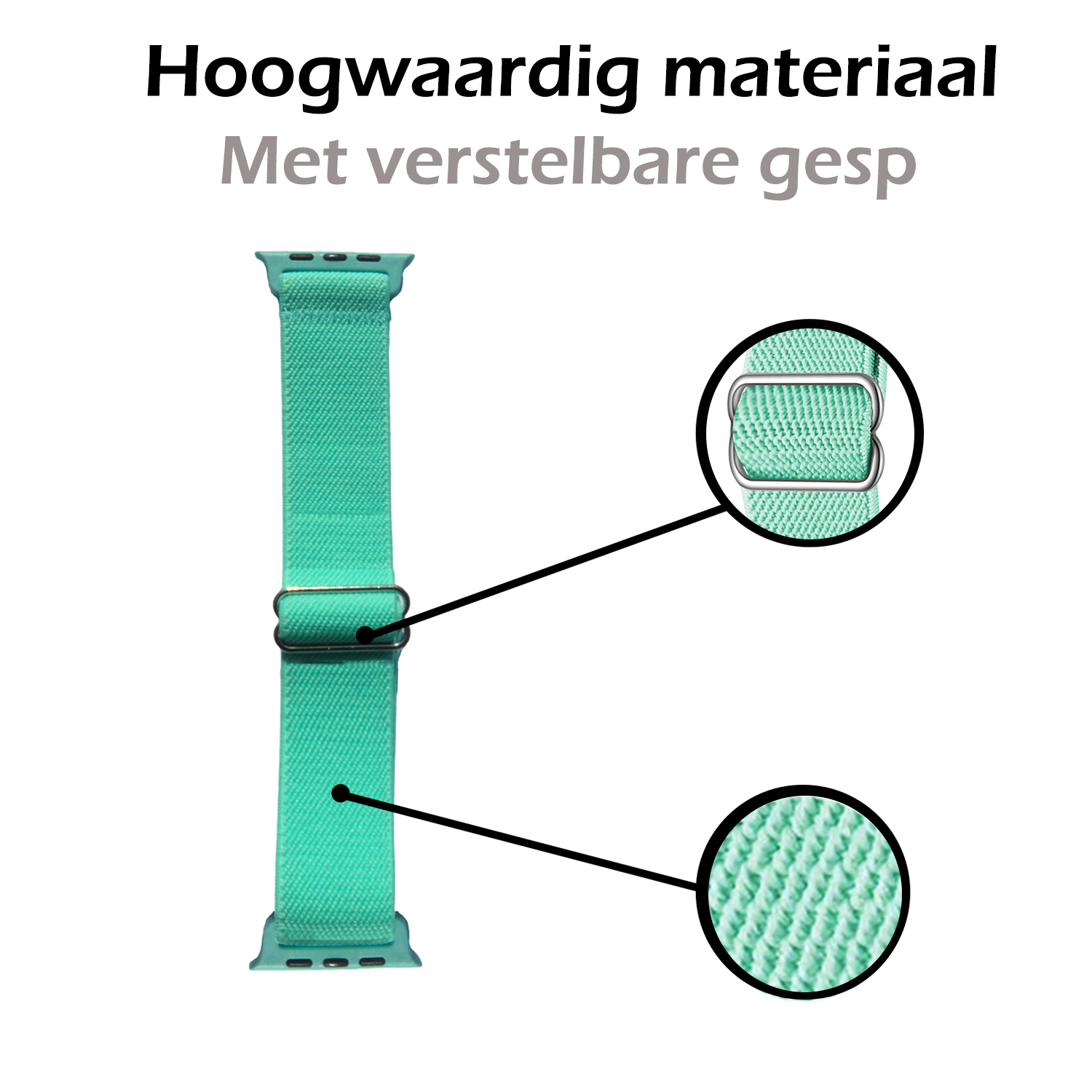 Nomfy Bandje Geschikt Voor Apple Watch Bandje 42/44/45 mm Nylon Horloge Band Verstelbare Gesp - Geschikt Voor Apple Watch 1-8 / SE - 42/44/45 mm Nylon - Mint