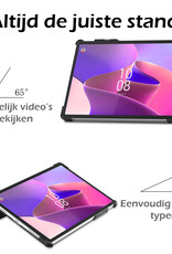 Nomfy Hoes Geschikt voor Lenovo Tab P11 Pro Hoes Tri-fold Tablet Hoesje Case Met Uitsparing Geschikt voor Lenovo Pen - Hoesje Geschikt voor Lenovo Tab P11 Pro Hoesje Hardcover Bookcase - Zwart