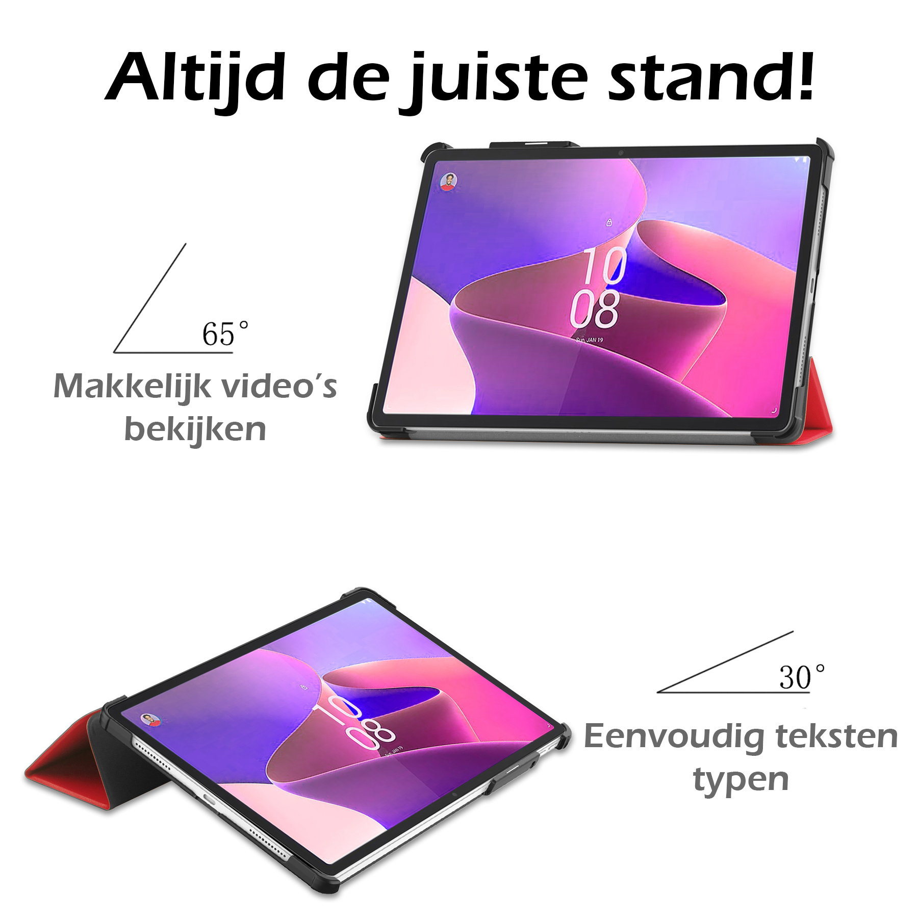 Nomfy Hoes Geschikt voor Lenovo Tab P11 Pro Hoes Tri-fold Tablet Hoesje Case Met Uitsparing Geschikt voor Lenovo Pen - Hoesje Geschikt voor Lenovo Tab P11 Pro Hoesje Hardcover Bookcase - Rood