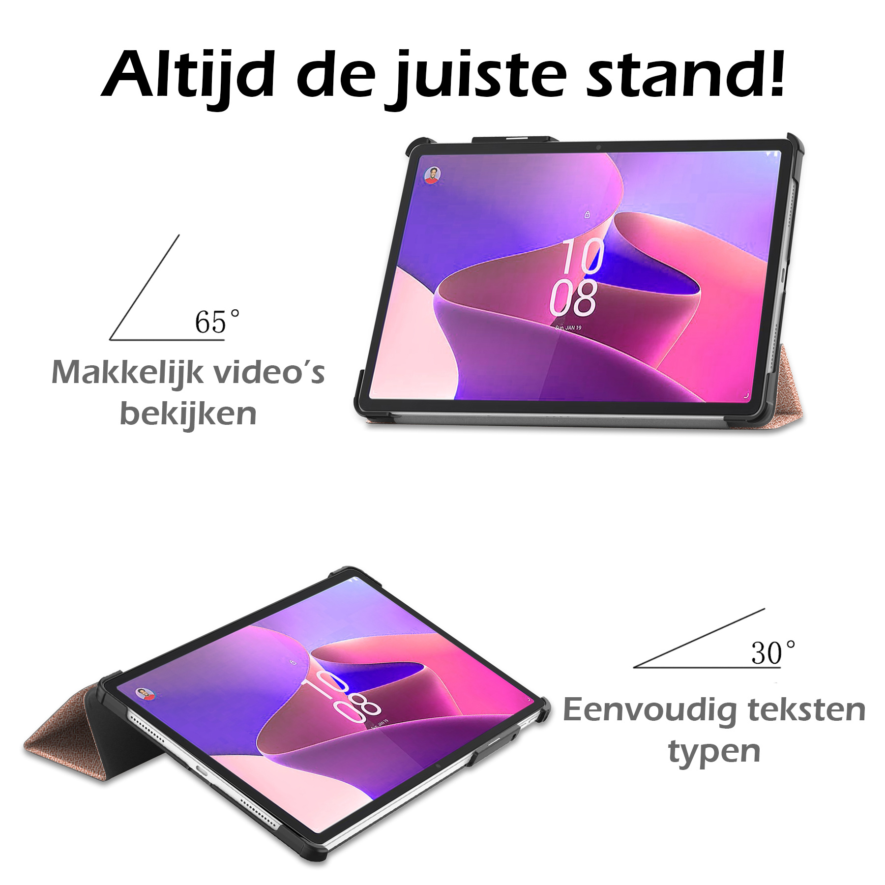 Nomfy Hoes Geschikt voor Lenovo Tab P11 Pro Hoes Tri-fold Tablet Hoesje Case Met Uitsparing Geschikt voor Lenovo Pen - Hoesje Geschikt voor Lenovo Tab P11 Pro Hoesje Hardcover Bookcase - Rosé goud