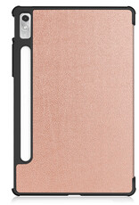 Nomfy Hoes Geschikt voor Lenovo Tab P11 Pro Hoes Tri-fold Tablet Hoesje Case Met Uitsparing Geschikt voor Lenovo Pen - Hoesje Geschikt voor Lenovo Tab P11 Pro Hoesje Hardcover Bookcase - Rosé goud