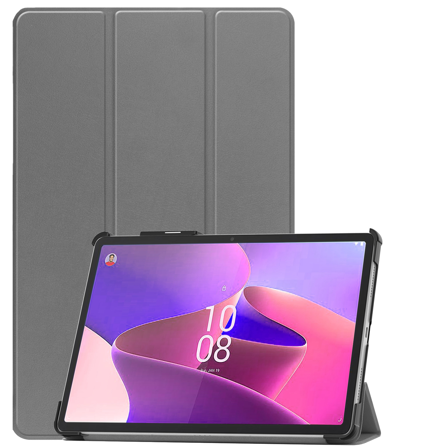 Nomfy Hoes Geschikt voor Lenovo Tab P11 Pro Hoes Tri-fold Tablet Hoesje Case Met Uitsparing Geschikt voor Lenovo Pen - Hoesje Geschikt voor Lenovo Tab P11 Pro Hoesje Hardcover Bookcase - Grijs