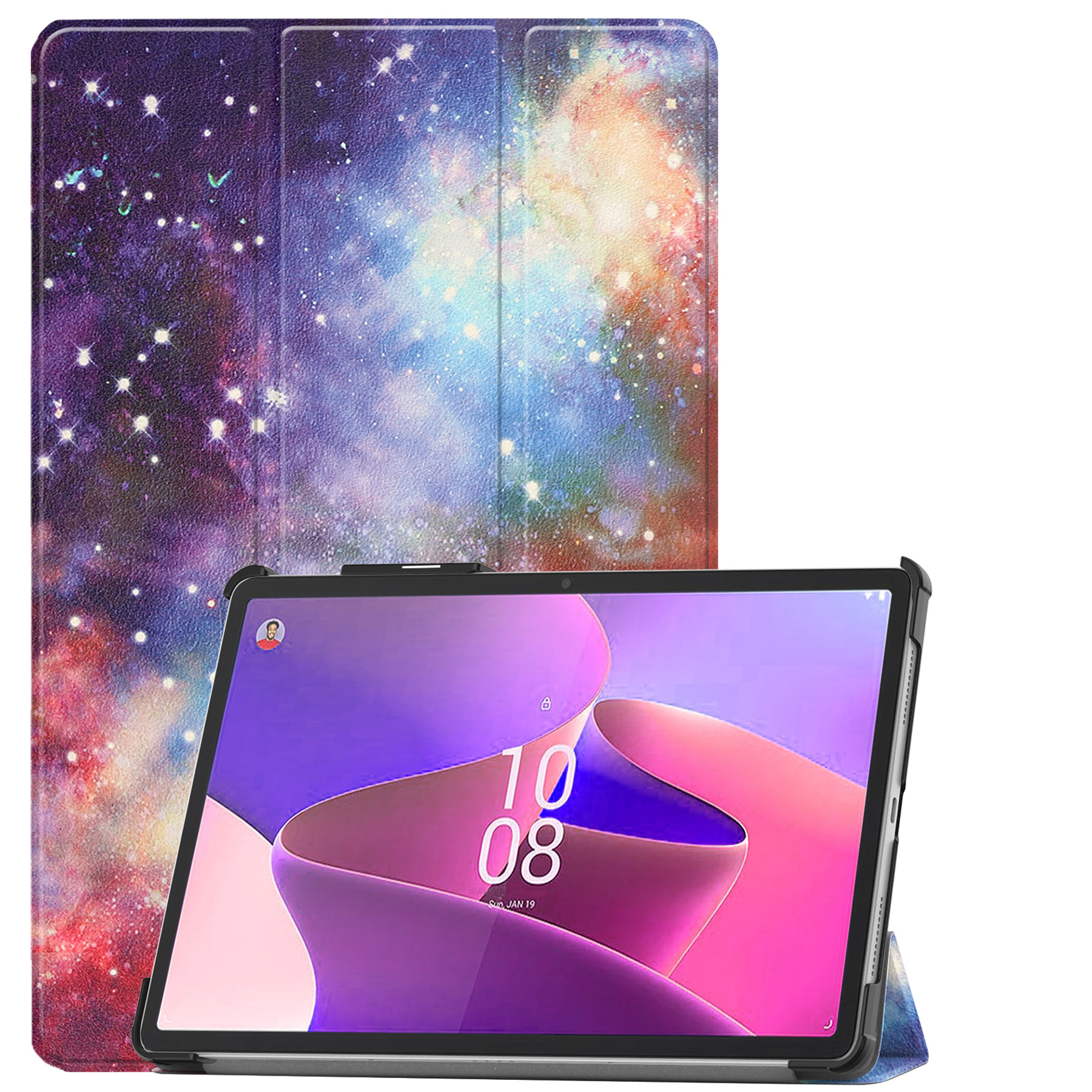 Nomfy Hoes Geschikt voor Lenovo Tab P11 Pro Hoes Tri-fold Tablet Hoesje Case Met Uitsparing Geschikt voor Lenovo Pen - Hoesje Geschikt voor Lenovo Tab P11 Pro Hoesje Hardcover Bookcase - Galaxy