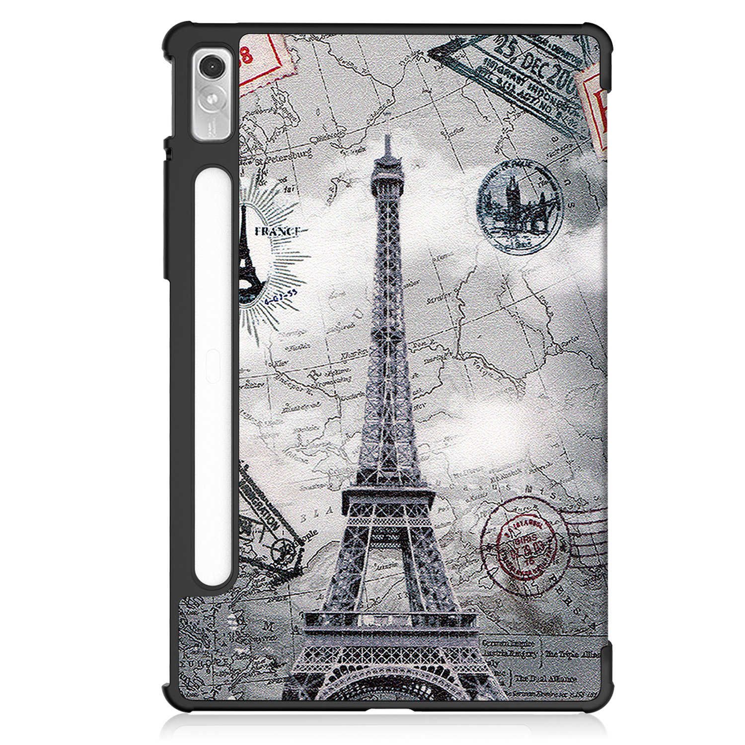 Nomfy Hoes Geschikt voor Lenovo Tab P11 Pro Hoes Tri-fold Tablet Hoesje Case Met Uitsparing Geschikt voor Lenovo Pen - Hoesje Geschikt voor Lenovo Tab P11 Pro Hoesje Hardcover Bookcase - Eiffeltoren