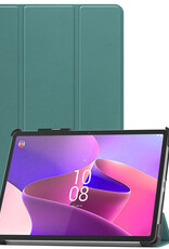 Nomfy Hoes Geschikt voor Lenovo Tab P11 Pro Hoes Tri-fold Tablet Hoesje Case Met Uitsparing Geschikt voor Lenovo Pen - Hoesje Geschikt voor Lenovo Tab P11 Pro Hoesje Hardcover Bookcase - Donkergroen