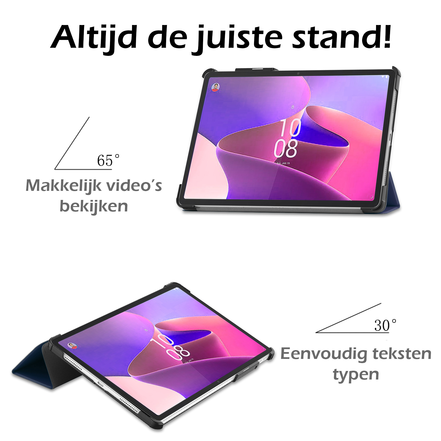 Nomfy Hoes Geschikt voor Lenovo Tab P11 Pro Hoes Tri-fold Tablet Hoesje Case Met Uitsparing Geschikt voor Lenovo Pen - Hoesje Geschikt voor Lenovo Tab P11 Pro Hoesje Hardcover Bookcase - Donkerblauw