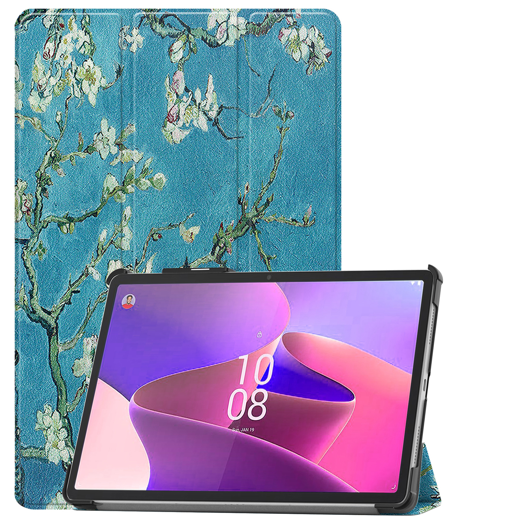 Nomfy Hoes Geschikt voor Lenovo Tab P11 Pro Hoes Tri-fold Tablet Hoesje Case Met Uitsparing Geschikt voor Lenovo Pen - Hoesje Geschikt voor Lenovo Tab P11 Pro Hoesje Hardcover Bookcase - Bloesem