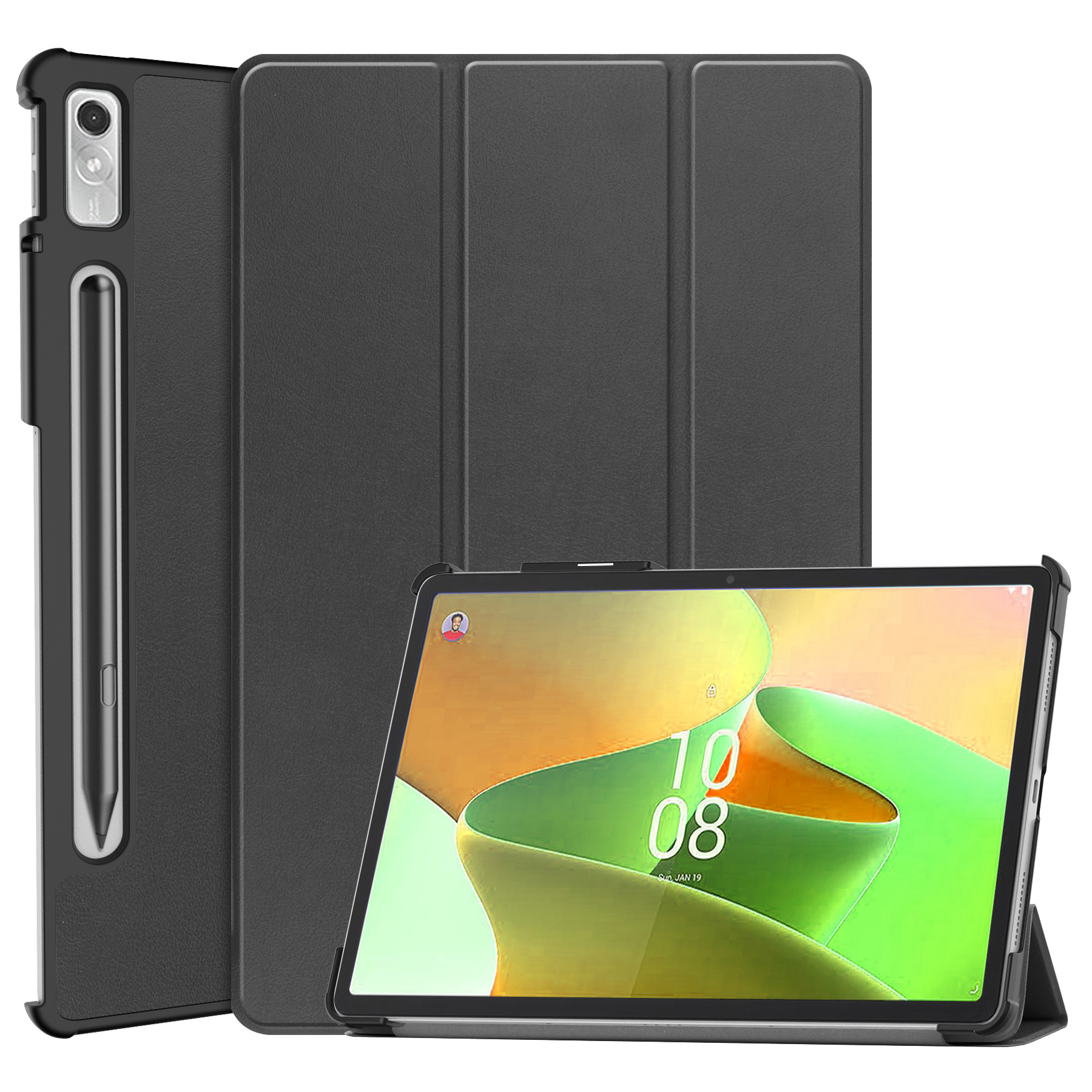 BASEY. Hoesje Geschikt voor Lenovo Tab P11 Pro Hoes Case Tablet Hoesje Tri-fold Met Uitsparing Geschikt voor Lenovo Pen - Hoes Geschikt voor Lenovo Tab P11 Pro Hoesje Hard Cover Bookcase Hoes - Zwart