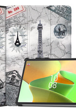 BASEY. Hoesje Geschikt voor Lenovo Tab P11 Pro Hoes Case Tablet Hoesje Tri-fold Met Uitsparing Geschikt voor Lenovo Pen - Hoes Geschikt voor Lenovo Tab P11 Pro Hoesje Hard Cover Bookcase Hoes - Eiffeltoren
