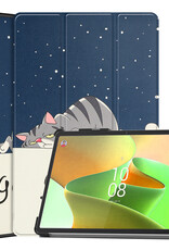 BASEY. Hoesje Geschikt voor Lenovo Tab P11 Pro Hoes Case Tablet Hoesje Tri-fold Met Uitsparing Geschikt voor Lenovo Pen - Hoes Geschikt voor Lenovo Tab P11 Pro Hoesje Hard Cover Bookcase Hoes - Kat