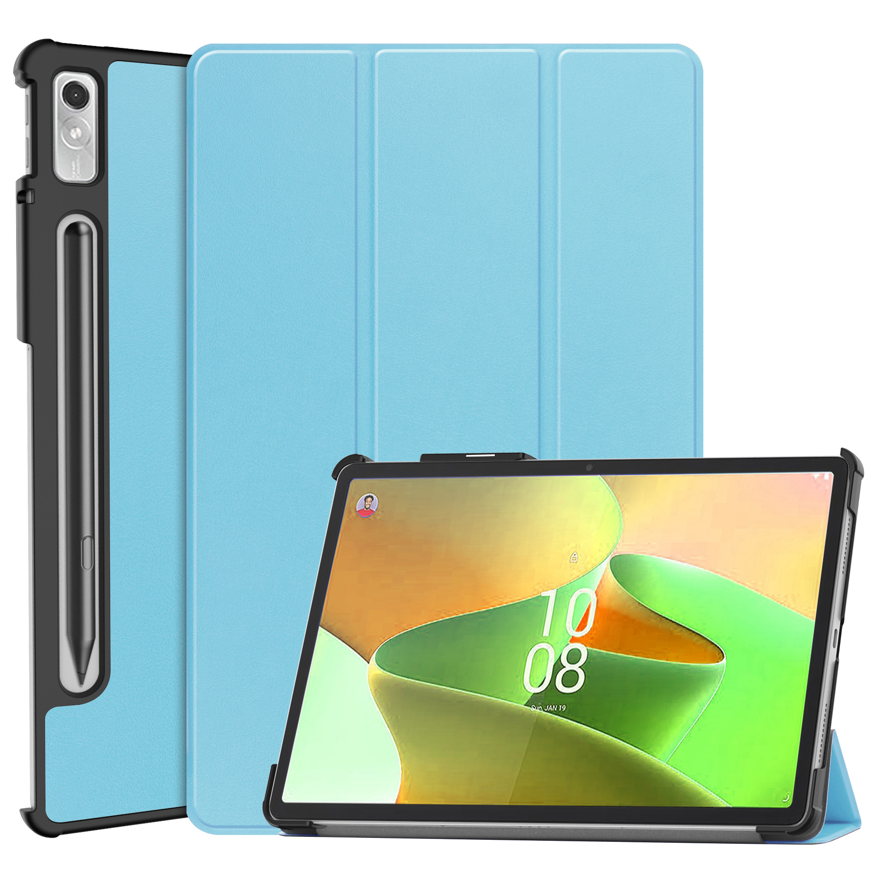 BASEY. Hoesje Geschikt voor Lenovo Tab P11 Pro Hoes Case Tablet Hoesje Tri-fold Met Uitsparing Geschikt voor Lenovo Pen - Hoes Geschikt voor Lenovo Tab P11 Pro Hoesje Hard Cover Bookcase Hoes - Lichtblauw