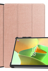 BASEY. Hoesje Geschikt voor Lenovo Tab P11 Pro Hoes Case Tablet Hoesje Tri-fold Met Uitsparing Geschikt voor Lenovo Pen - Hoes Geschikt voor Lenovo Tab P11 Pro Hoesje Hard Cover Bookcase Hoes - Rosé goud