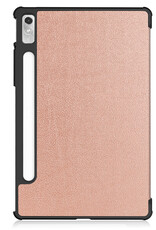 BASEY. Hoesje Geschikt voor Lenovo Tab P11 Pro Hoes Case Tablet Hoesje Tri-fold Met Uitsparing Geschikt voor Lenovo Pen - Hoes Geschikt voor Lenovo Tab P11 Pro Hoesje Hard Cover Bookcase Hoes - Rosé goud