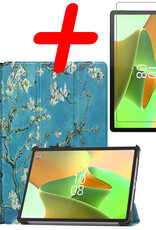 BASEY. Hoesje Geschikt voor Lenovo Tab P11 Pro Hoes Case Tablet Hoesje Tri-fold Met Uitsparing Geschikt voor Lenovo Pen Met Screenprotector - Hoes Geschikt voor Lenovo Tab P11 Pro Hoesje Hard Cover Bookcase Hoes - Bloesem