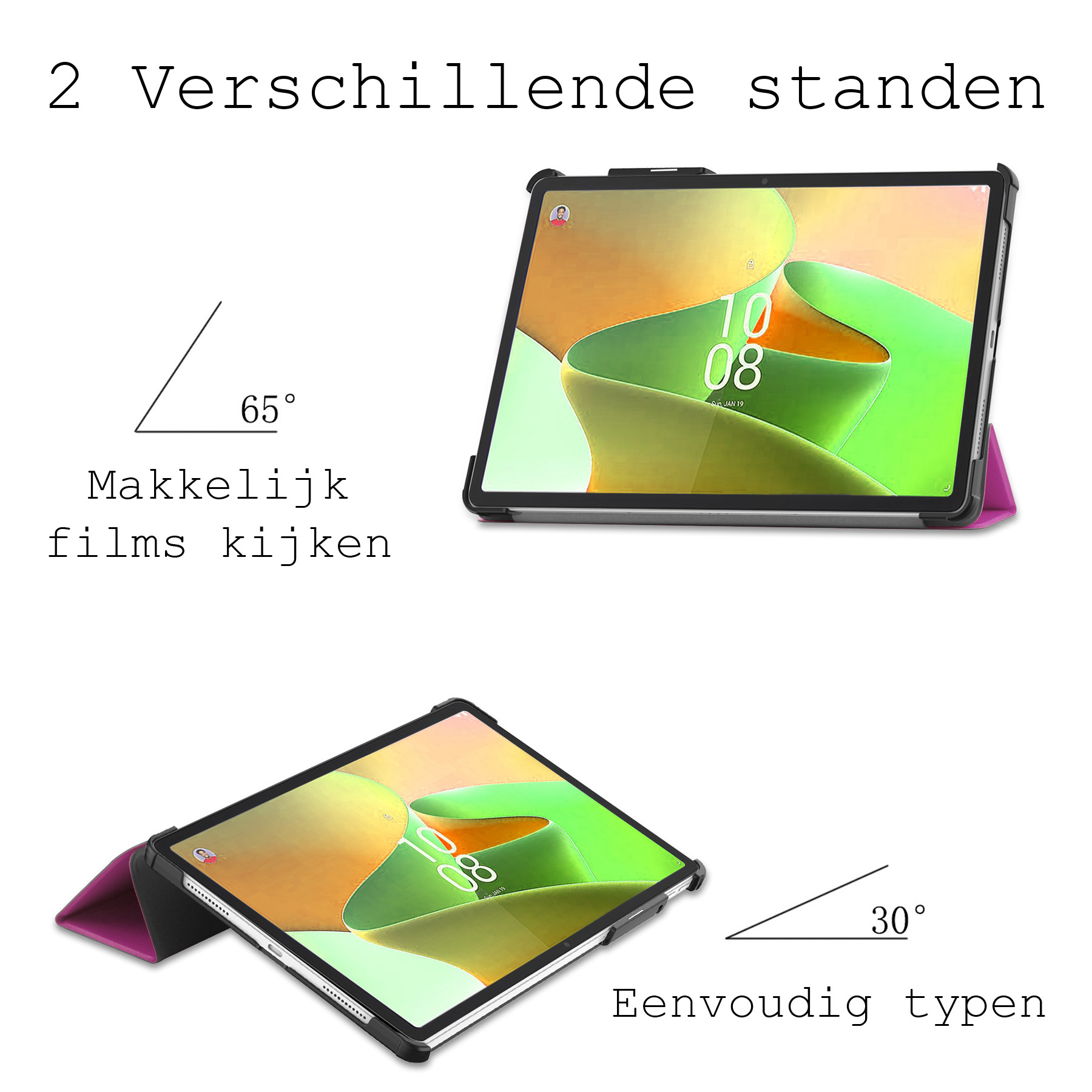 BASEY. Hoesje Geschikt voor Lenovo Tab P11 Pro Hoes Case Tablet Hoesje Tri-fold Met Uitsparing Geschikt voor Lenovo Pen Met Screenprotector - Hoes Geschikt voor Lenovo Tab P11 Pro Hoesje Hard Cover Bookcase Hoes - Paars