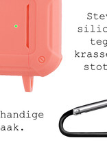 BASEY. Case Geschikt voor AirPods 3 Hoesje Siliconen Shockproof Hoes Cover Met Clip - Hoes Geschikt voor Apple AirPods 3 Case Siliconen - Zalm