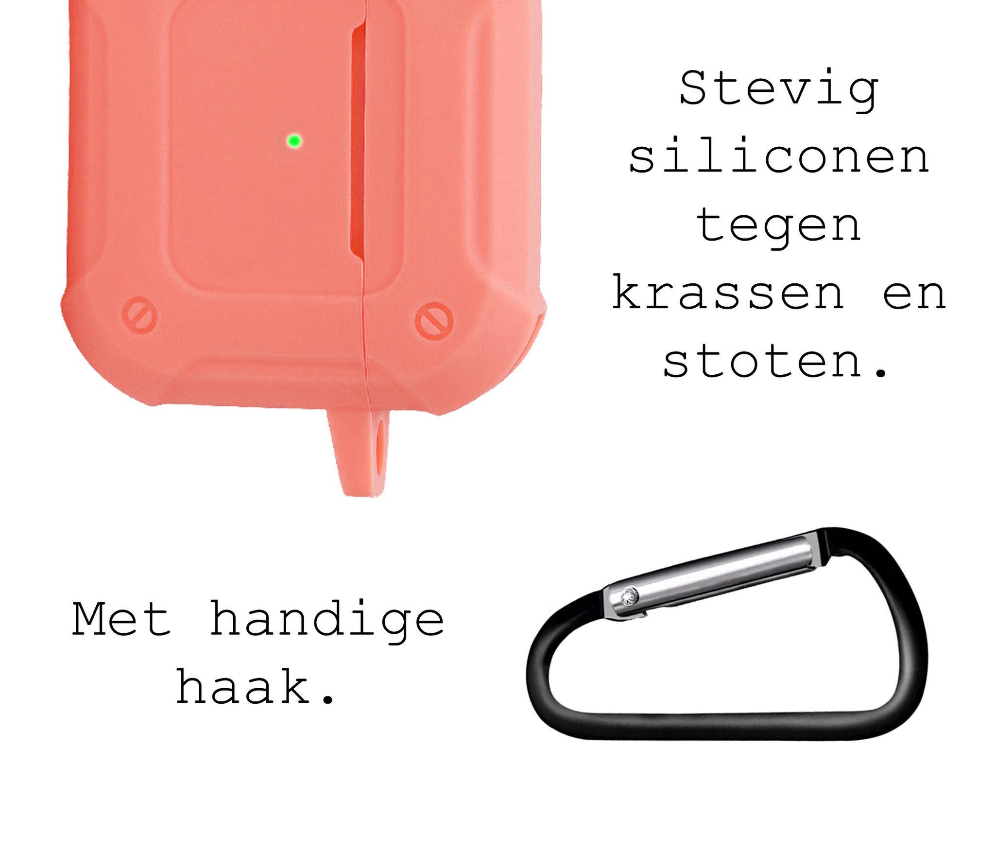 BASEY. Case Geschikt voor AirPods 3 Hoesje Siliconen Shockproof Hoes Cover Met Clip - Hoes Geschikt voor Apple AirPods 3 Case Siliconen - Zalm