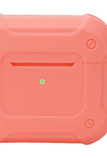 BASEY. Case Geschikt voor AirPods 3 Hoesje Siliconen Shockproof Hoes Cover Met Clip - Hoes Geschikt voor Apple AirPods 3 Case Siliconen - Zalm