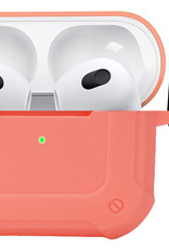 BASEY. Case Geschikt voor AirPods 3 Hoesje Siliconen Shockproof Hoes Cover Met Clip - Hoes Geschikt voor Apple AirPods 3 Case Siliconen - Zalm