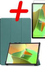 BASEY. Hoesje Geschikt voor Lenovo Tab P11 Pro Hoes Case Tablet Hoesje Tri-fold Met Uitsparing Geschikt voor Lenovo Pen Met Screenprotector - Hoes Geschikt voor Lenovo Tab P11 Pro Hoesje Hard Cover Bookcase Hoes - Donkergroen