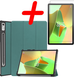 BASEY. BASEY. Lenovo Tab P11 Pro (2e Gen) Hoesje Met Uitsparing Apple Pencil Met Screenprotector - Donkergroen