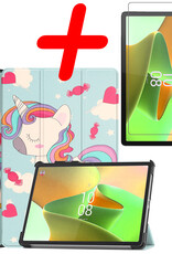 BASEY. Hoesje Geschikt voor Lenovo Tab P11 Pro Hoes Case Tablet Hoesje Tri-fold Met Uitsparing Geschikt voor Lenovo Pen Met Screenprotector - Hoes Geschikt voor Lenovo Tab P11 Pro Hoesje Hard Cover Bookcase Hoes - Eenhoorn