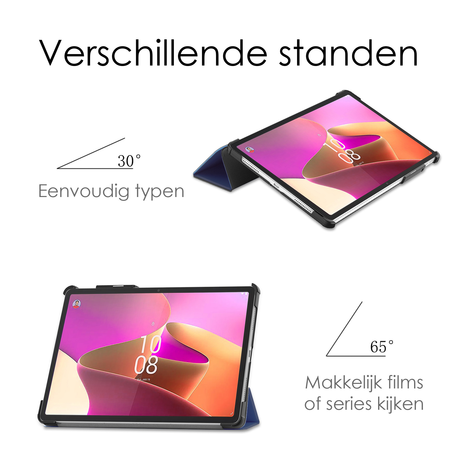 NoXx Hoesje Geschikt voor Lenovo Tab P11 Pro Hoesje Case Hard Cover Hoes Book Case Met Uitsparing Geschikt voor Lenovo Pen Met Screenprotector - Donkerblauw