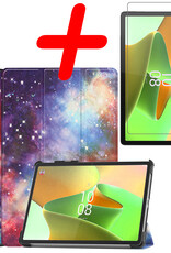 BASEY. Hoesje Geschikt voor Lenovo Tab P11 Pro Hoes Case Tablet Hoesje Tri-fold Met Uitsparing Geschikt voor Lenovo Pen Met Screenprotector - Hoes Geschikt voor Lenovo Tab P11 Pro Hoesje Hard Cover Bookcase Hoes - Galaxy